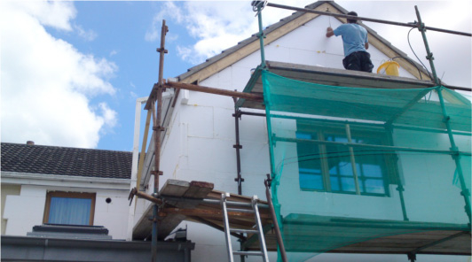 External Insulation - a house being wrapped in expanded polystyrene